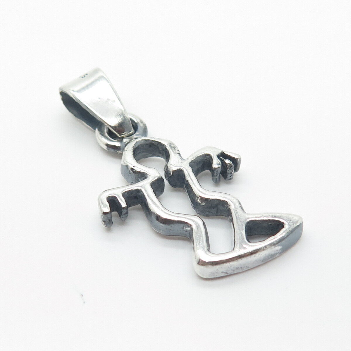 925 Sterling Silver Vintage Skier Silhouette Pendant