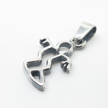 925 Sterling Silver Vintage Skier Silhouette Pendant