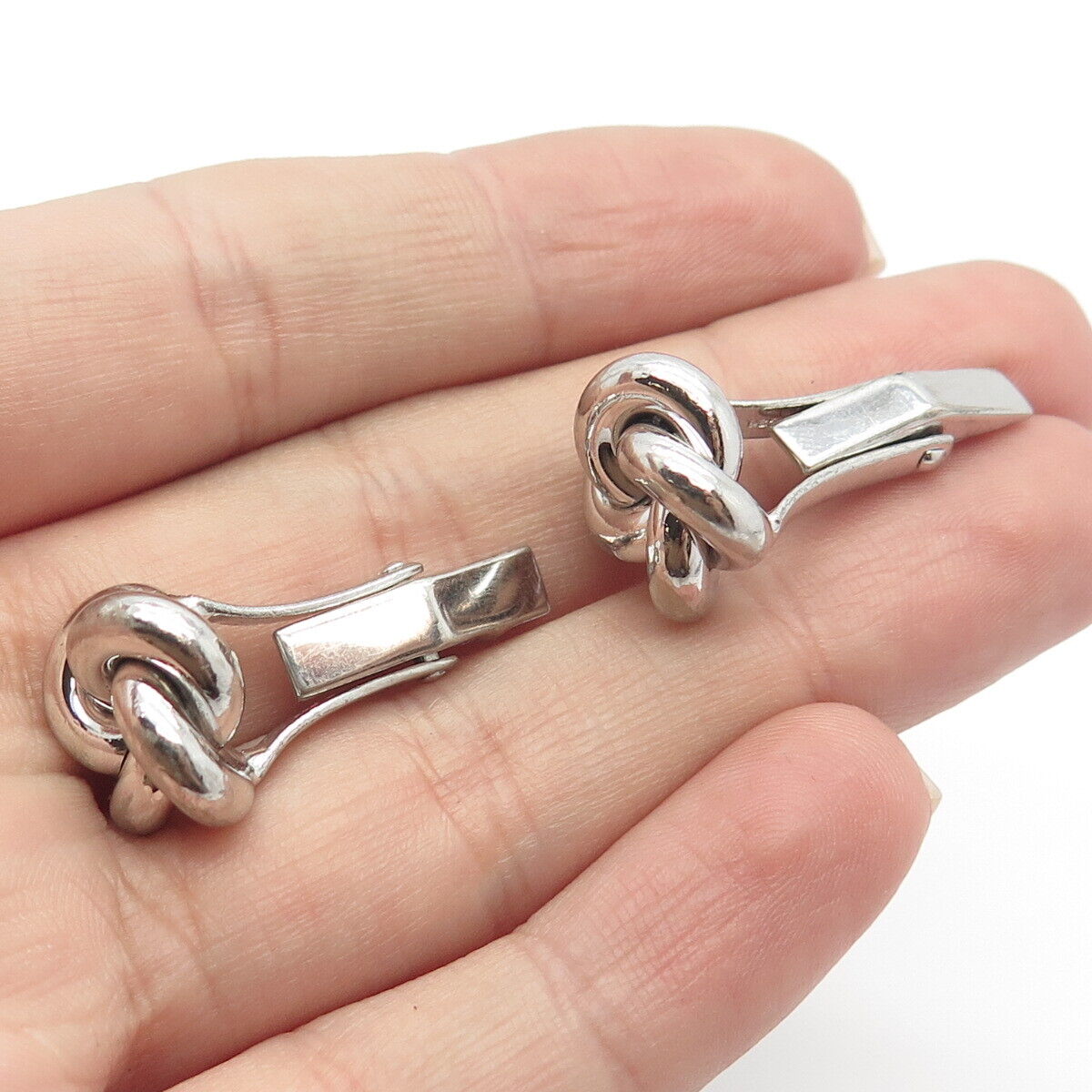 925 Sterling Silver Vintage Twisted Knot Cufflinks