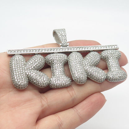 925 Sterling Silver Pave C Z "Kiki" Personalized Pendant