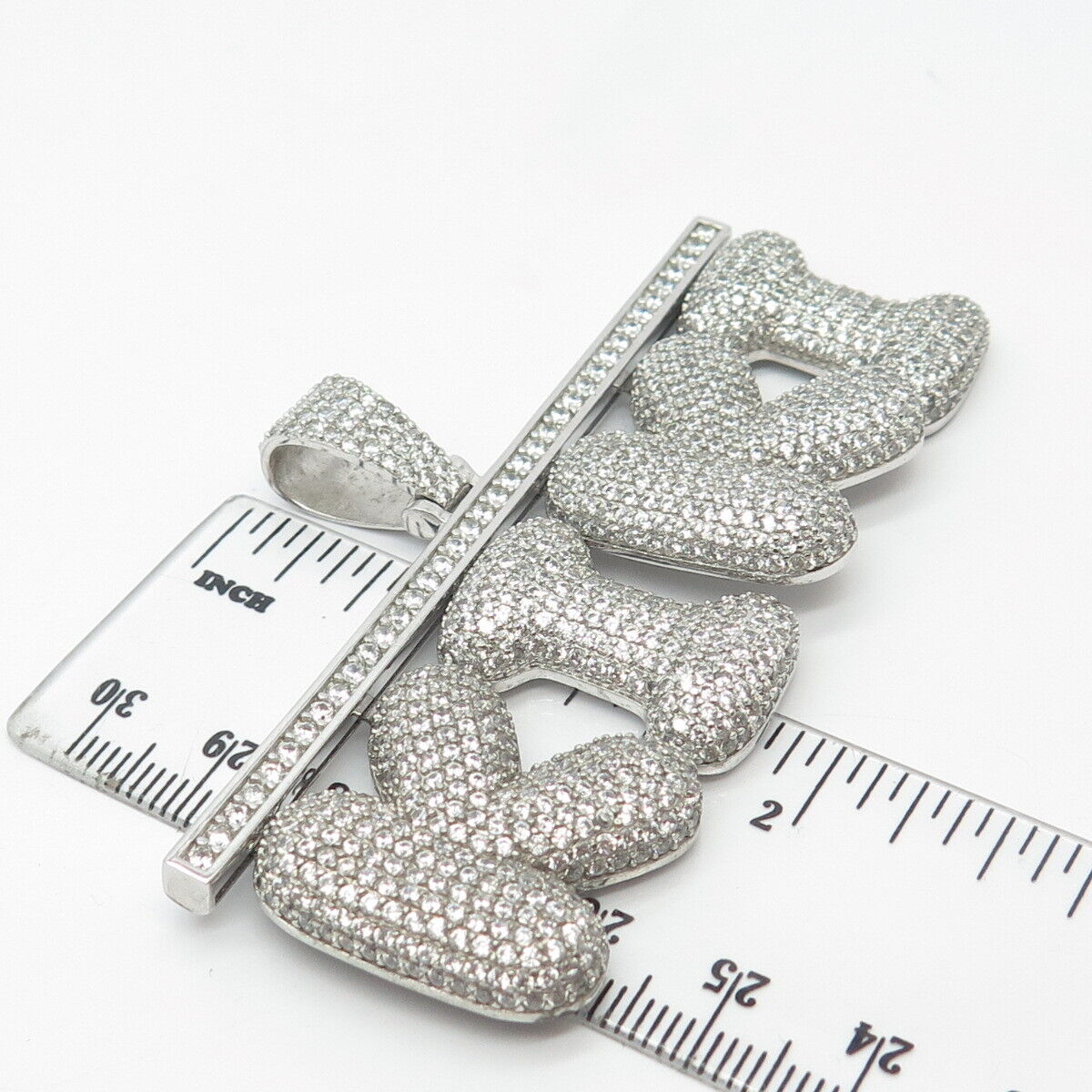 925 Sterling Silver Pave C Z "Kiki" Personalized Pendant