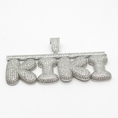 925 Sterling Silver Pave C Z "Kiki" Personalized Pendant