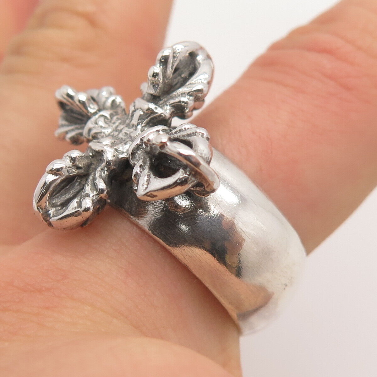 925 Sterling Silver Vintage Cross Ring Size 10.75