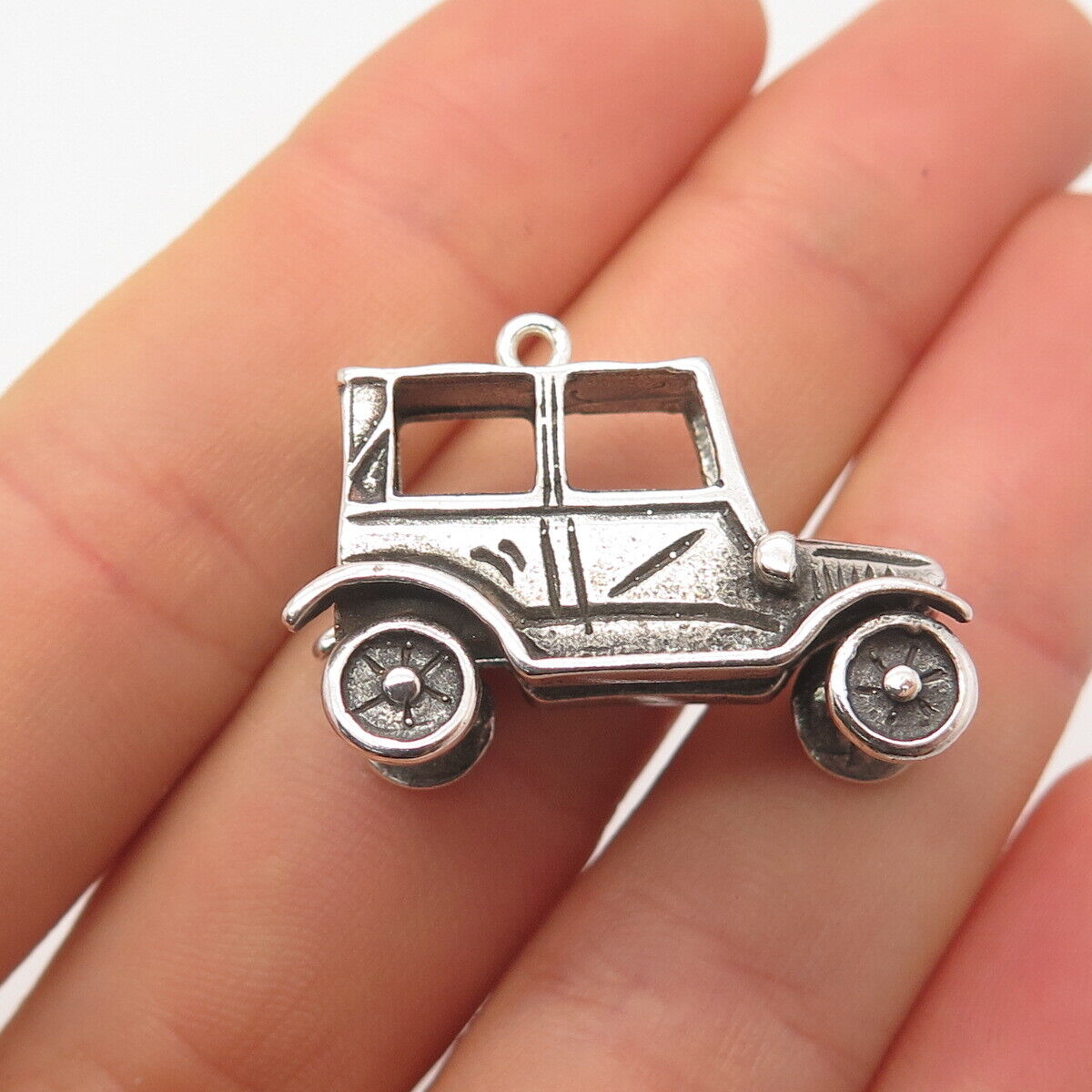 925 Sterling Silver Vintage Retro Car Charm Pendant