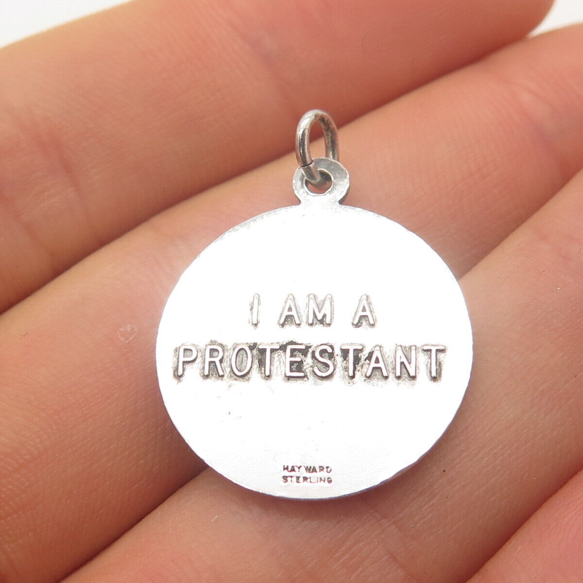 925 Sterling Silver Vintage Hayward Jesus Cross Religious Charm Pendant