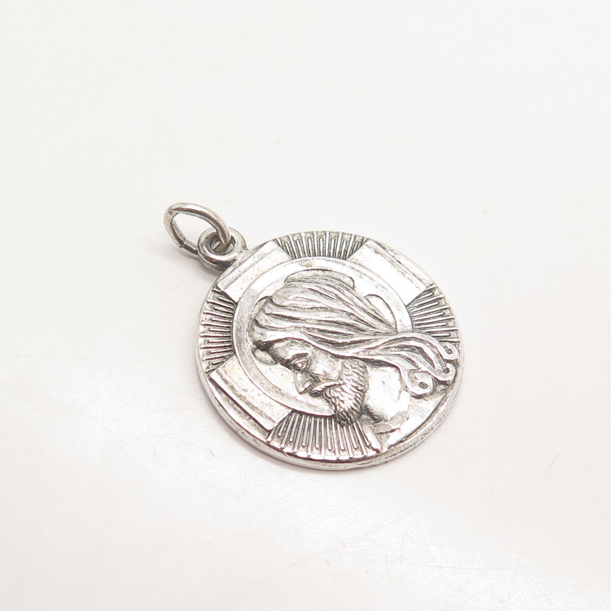 925 Sterling Silver Vintage Hayward Jesus Cross Religious Charm Pendant