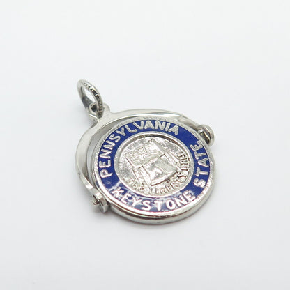 925 Sterling Silver Vintage Enamel Pennsylvania Keystone State Park Pendant