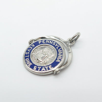 925 Sterling Silver Vintage Enamel Pennsylvania Keystone State Park Pendant