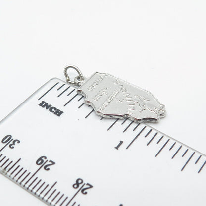 925 Sterling Silver Vintage Wells "Illinois" State Map Charm Pendant