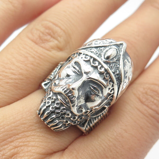 925 Sterling Silver Vintage Warrior Statement Ring Size 8.25