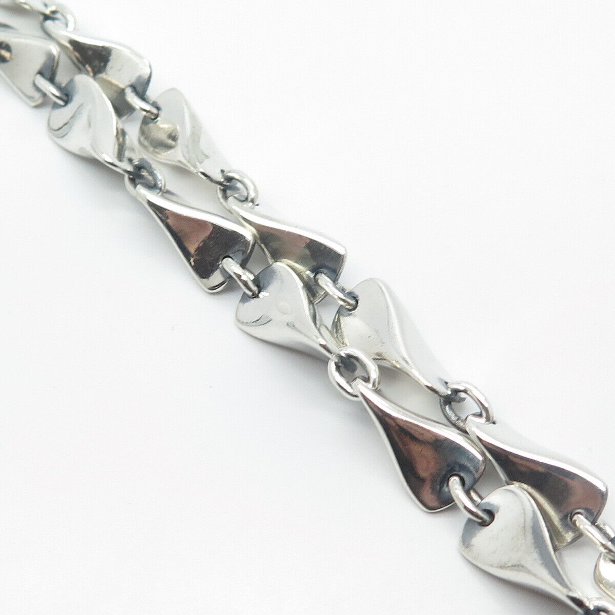 925 Sterling Silver Vintage Mexico Jondell Modernist Chain Necklace 22"