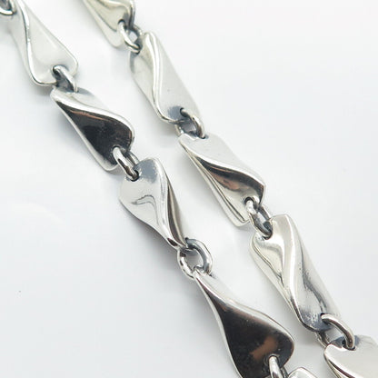 925 Sterling Silver Vintage Mexico Jondell Modernist Chain Necklace 22"