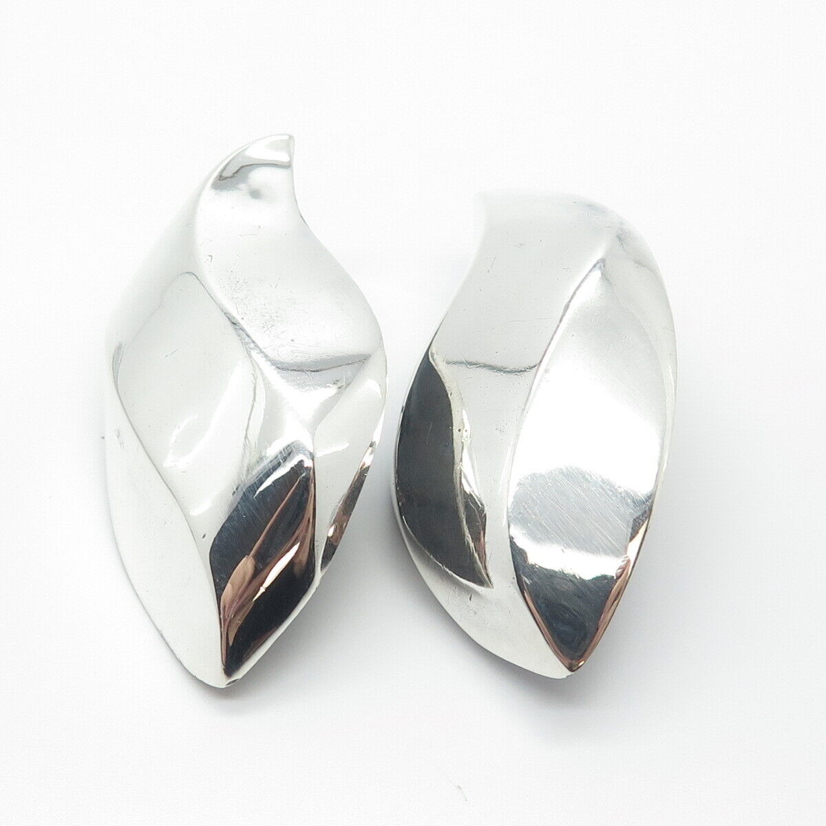 925 Sterling Silver Vintage Large Modernist Earrings