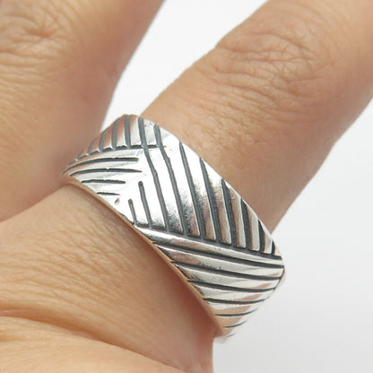 925 Sterling Silver Vintage Woven Band Ring Size 12.75