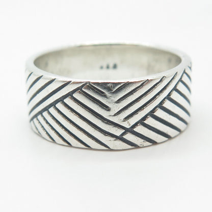 925 Sterling Silver Vintage Woven Band Ring Size 12.75