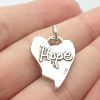 925 Sterling Silver Vintage "Hope" Heart Charm Pendant