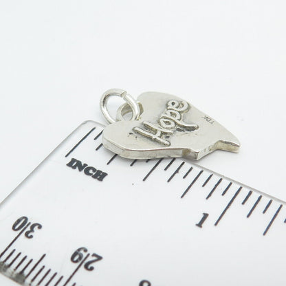 925 Sterling Silver Vintage "Hope" Heart Charm Pendant