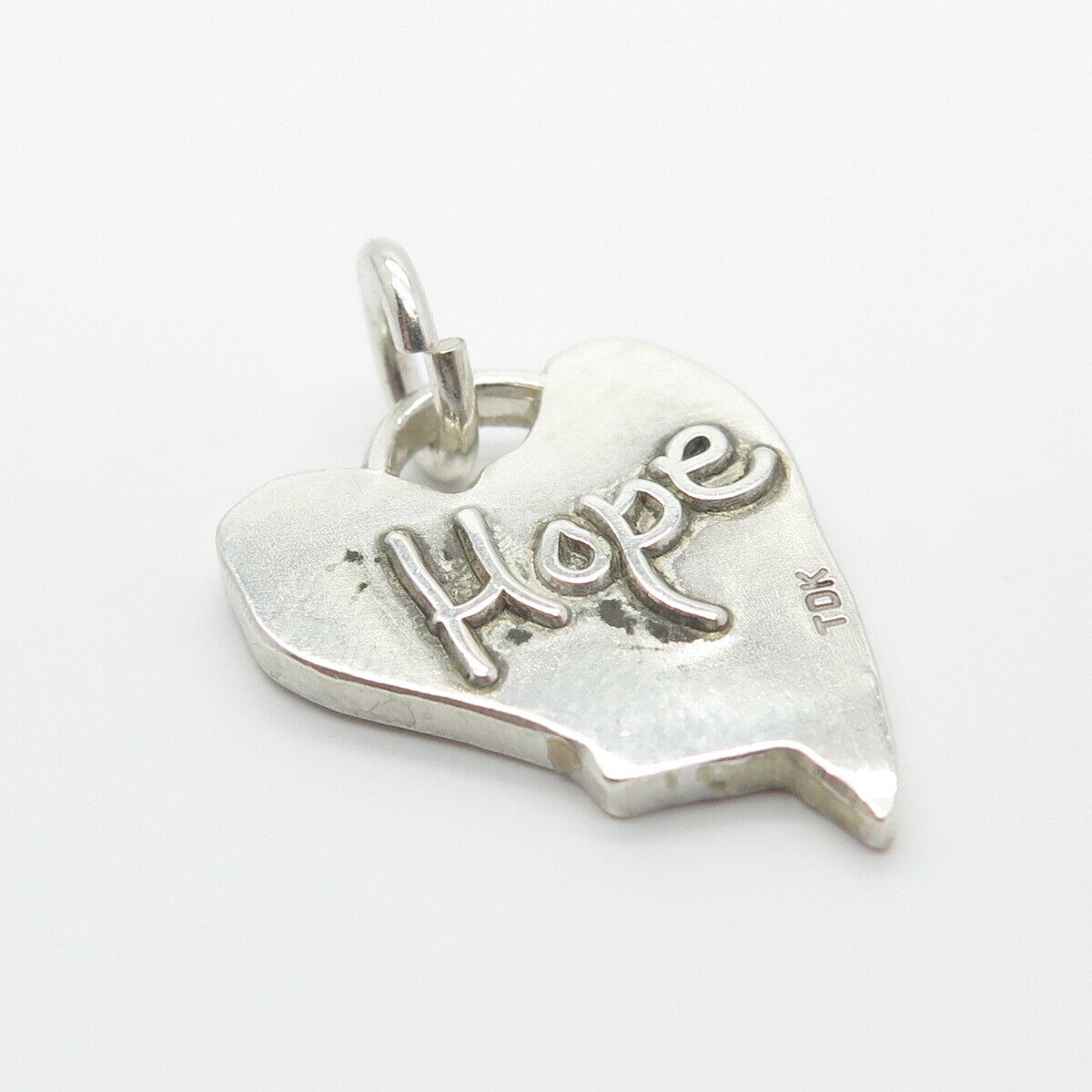 925 Sterling Silver Vintage "Hope" Heart Charm Pendant