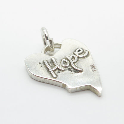 925 Sterling Silver Vintage "Hope" Heart Charm Pendant