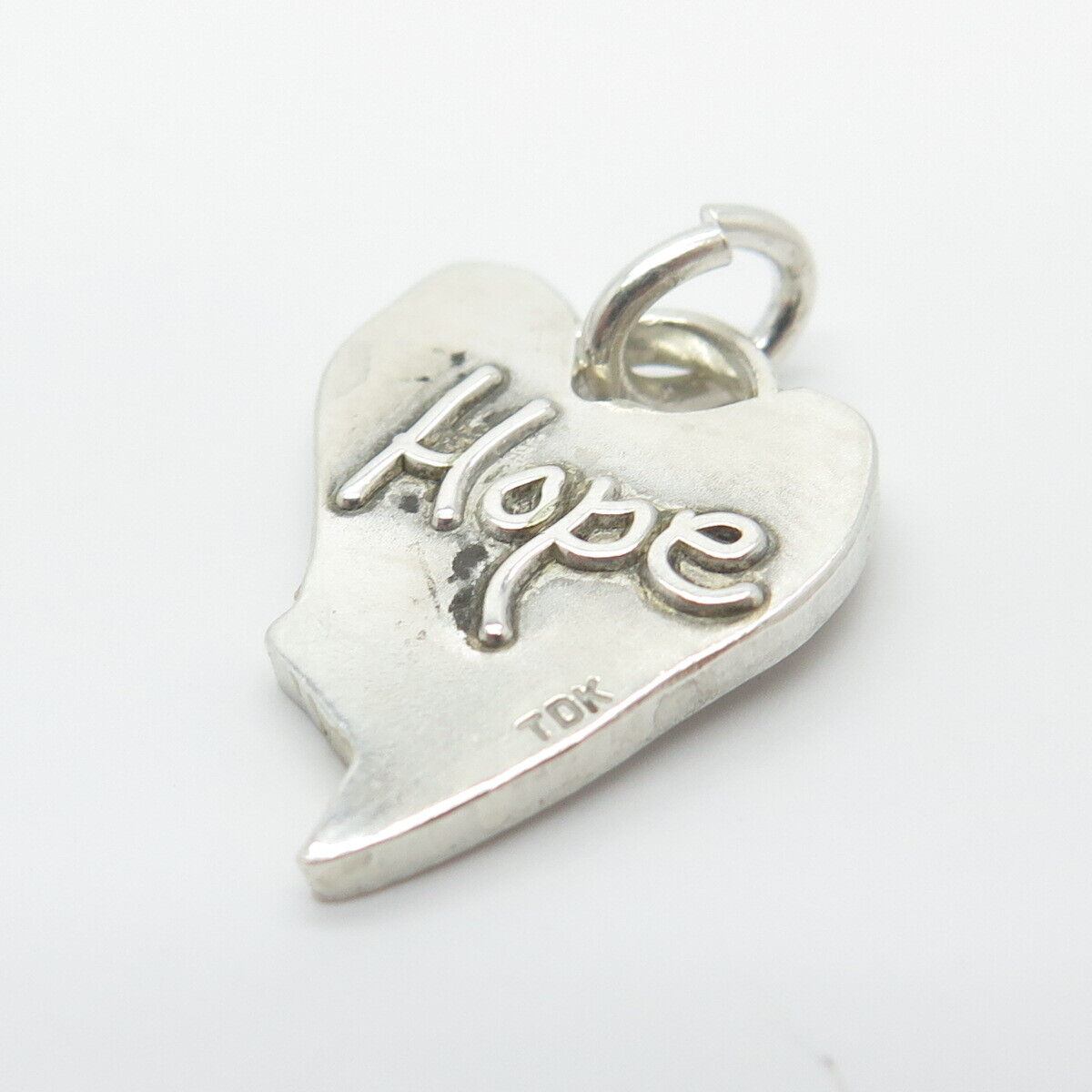 925 Sterling Silver Vintage "Hope" Heart Charm Pendant