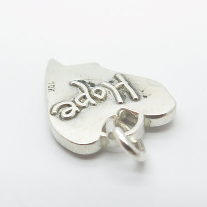 925 Sterling Silver Vintage "Hope" Heart Charm Pendant