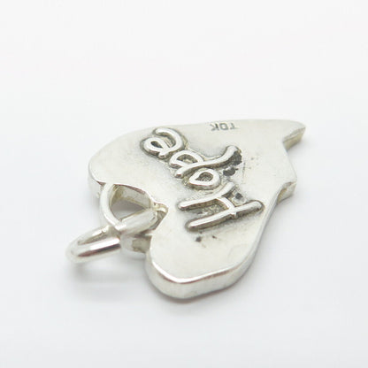 925 Sterling Silver Vintage "Hope" Heart Charm Pendant
