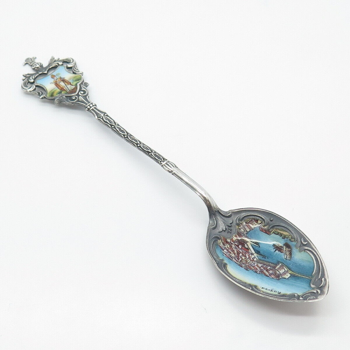 800 Silver Antique Colorful Enamel "Ragusa" Spoon