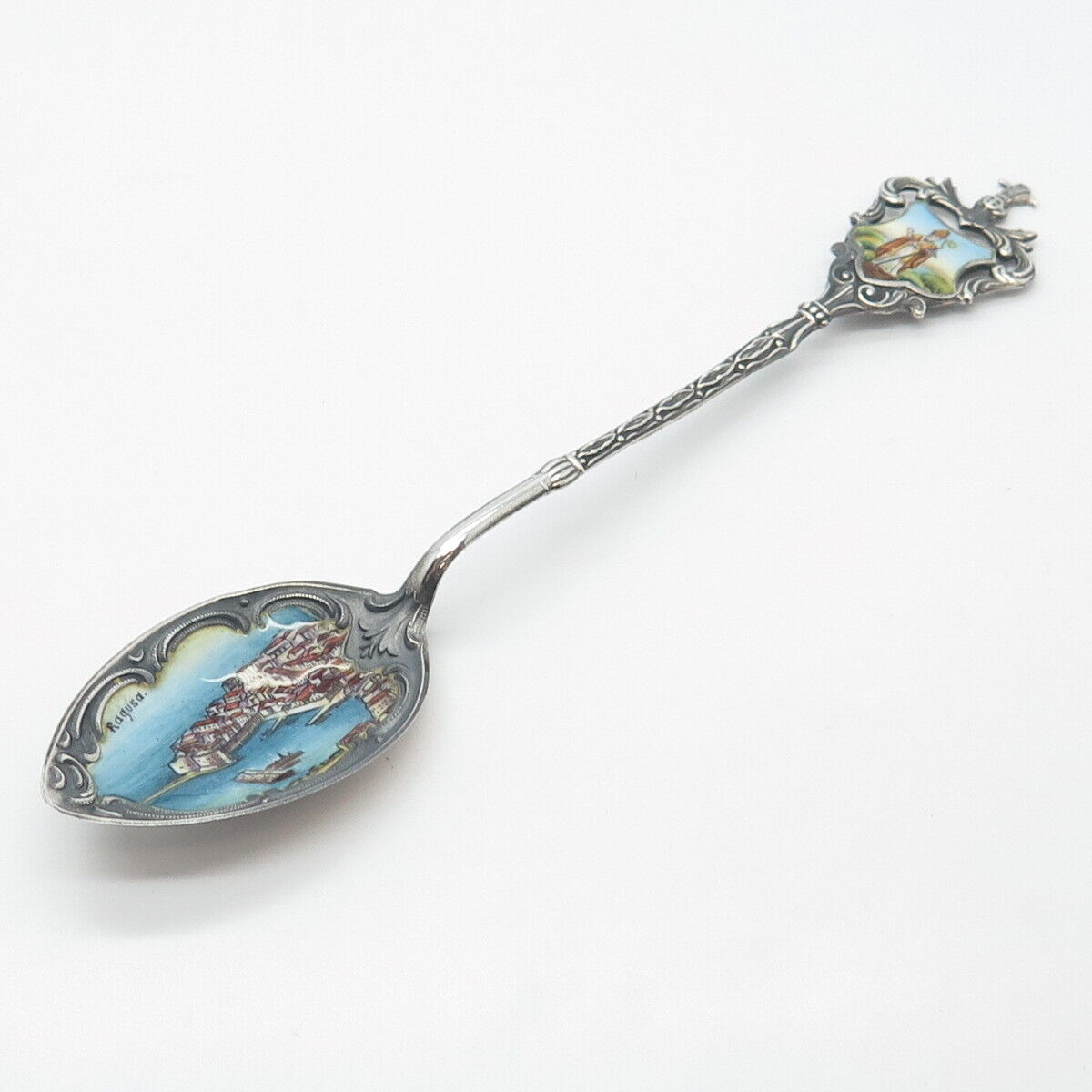 800 Silver Antique Colorful Enamel "Ragusa" Spoon