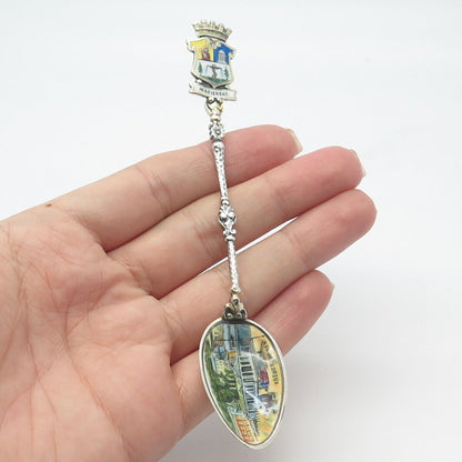 800 Silver 2-Tone Antique Colorful Enamel "Marienbad" Coat of Arms Spoon