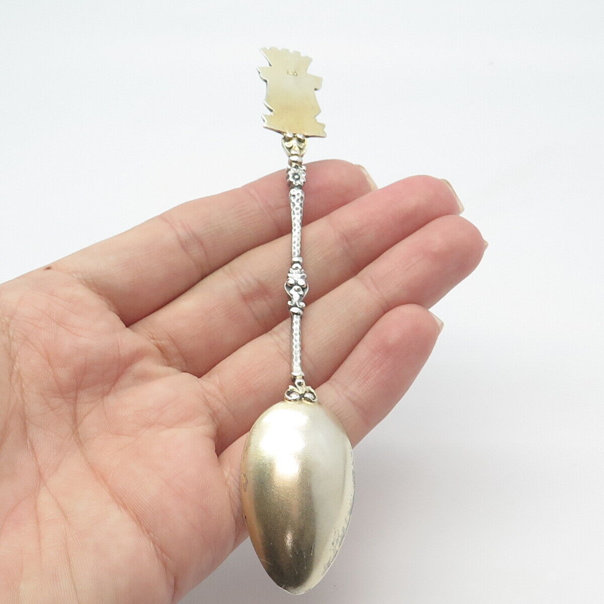 800 Silver 2-Tone Antique Colorful Enamel "Marienbad" Coat of Arms Spoon