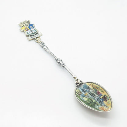 800 Silver 2-Tone Antique Colorful Enamel "Marienbad" Coat of Arms Spoon