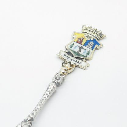 800 Silver 2-Tone Antique Colorful Enamel "Marienbad" Coat of Arms Spoon