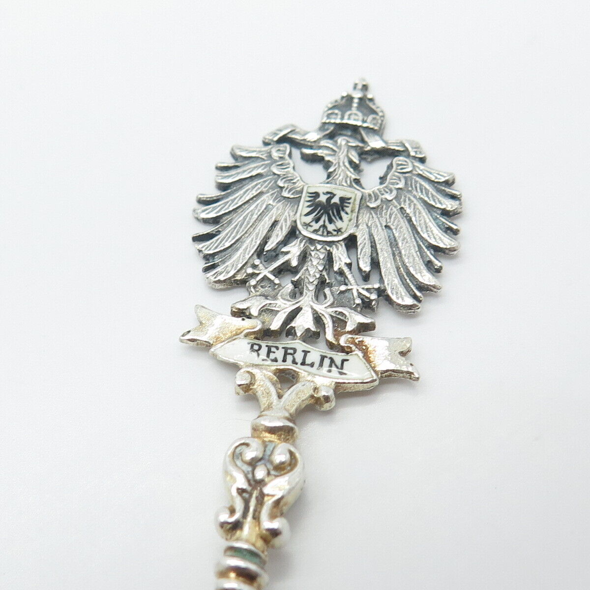 800 Silver Antique Enamel "Berlin" Coat of Arms Spoon