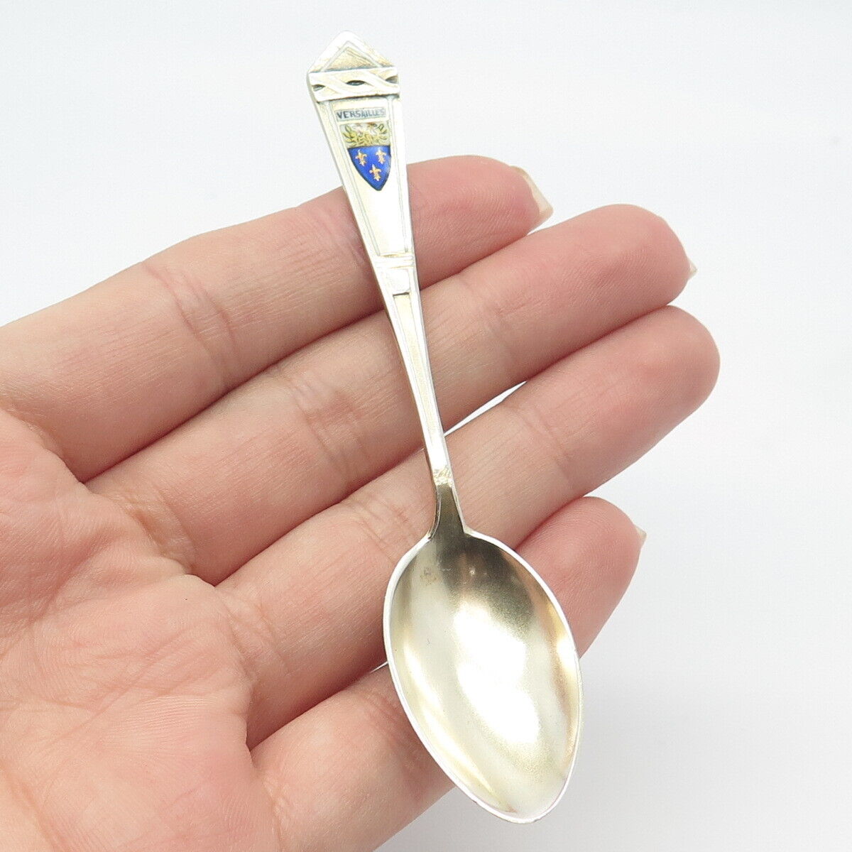 800 Silver Antique Germany Enamel "Versailles" Teaspoon