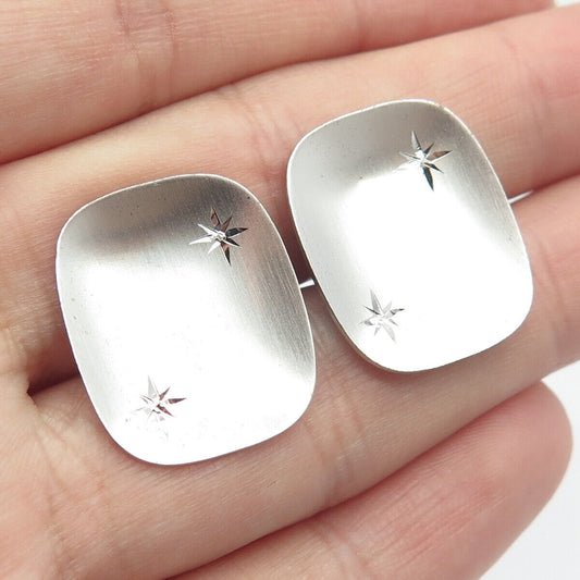 925 Sterling Silver Vintage Concave Rectangle Cufflinks