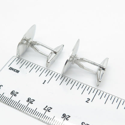 925 Sterling Silver Vintage Concave Rectangle Cufflinks