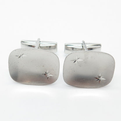 925 Sterling Silver Vintage Concave Rectangle Cufflinks