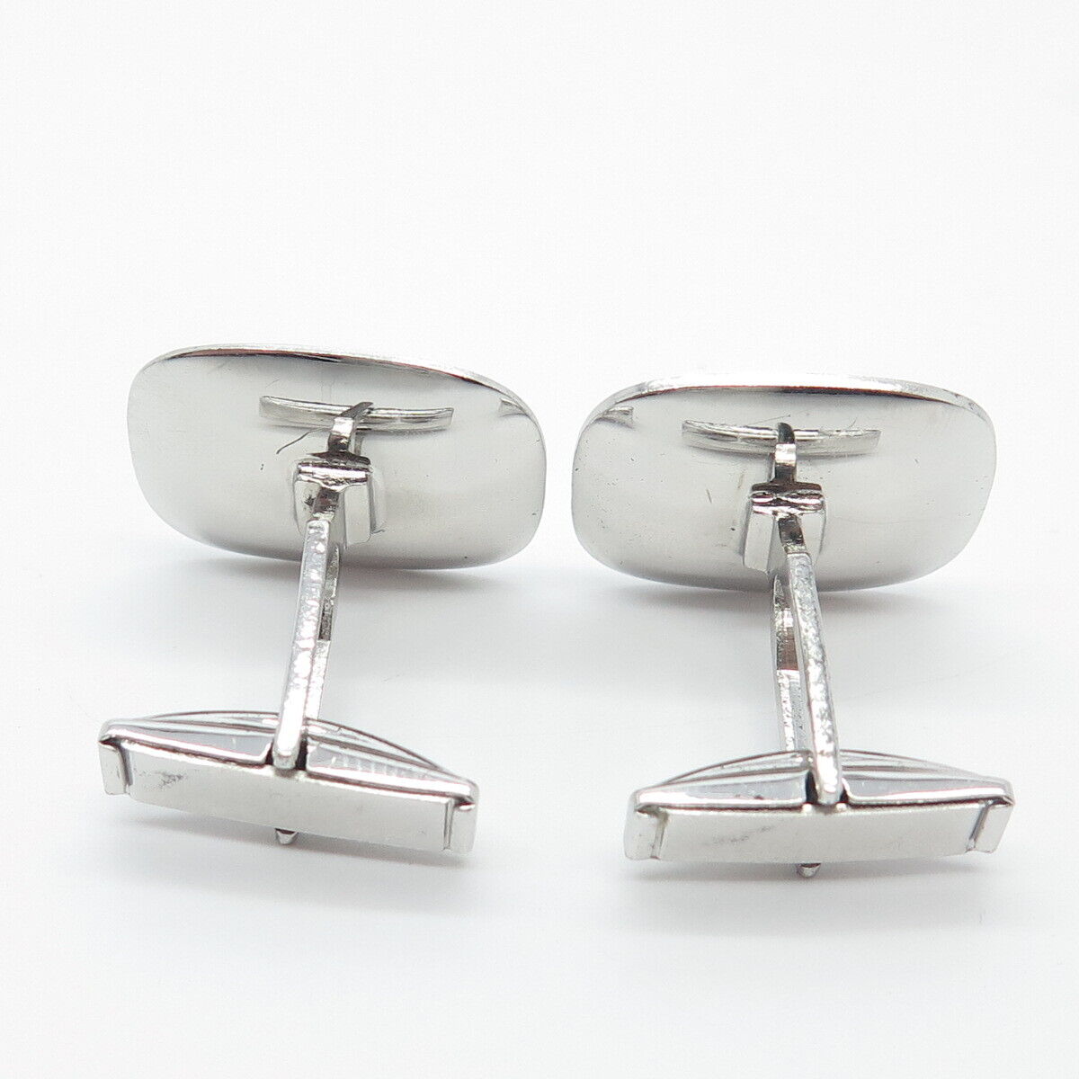 925 Sterling Silver Vintage Concave Rectangle Cufflinks