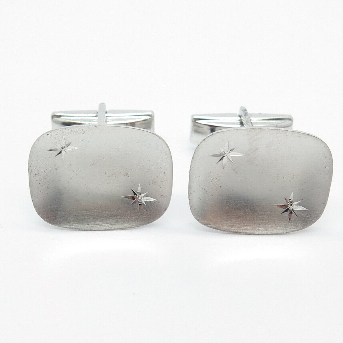 925 Sterling Silver Vintage Concave Rectangle Cufflinks