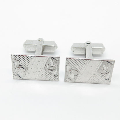 925 Sterling Silver Vintage Ornate Rectangle Cufflinks