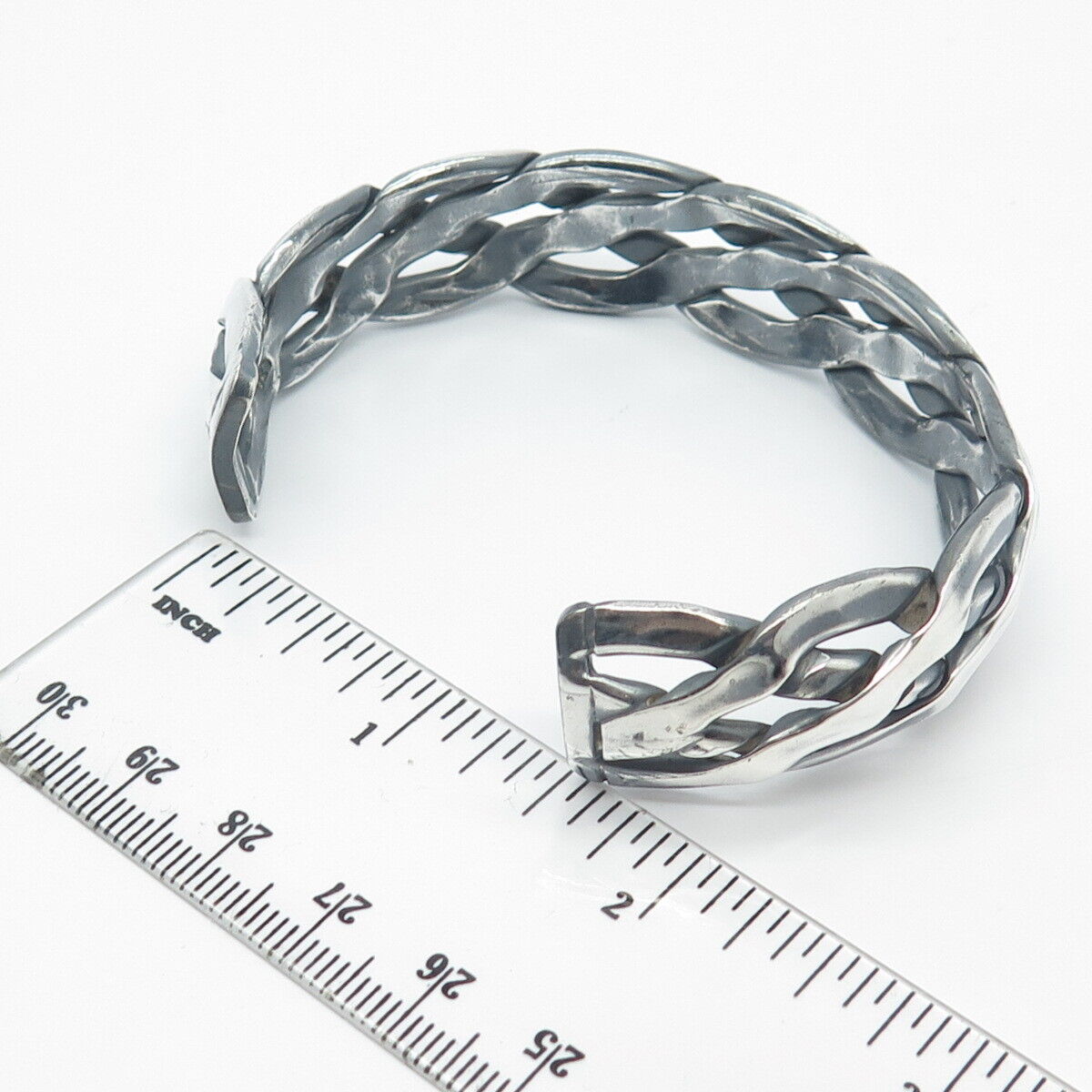 925 Sterling Silver Vintage Braided Adjustable Cuff Bracelet 7.25"