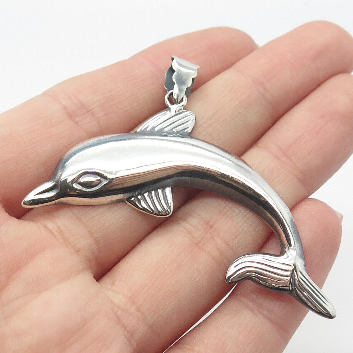 925 Sterling Silver Vintage Friendly Dolphin Pendant