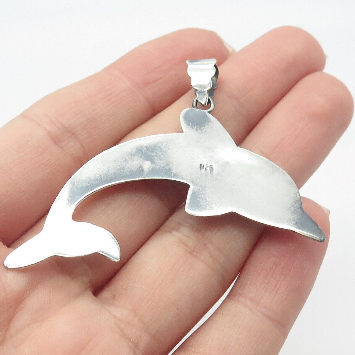 925 Sterling Silver Vintage Friendly Dolphin Pendant