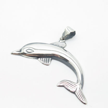 925 Sterling Silver Vintage Friendly Dolphin Pendant