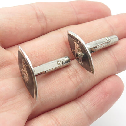 925 Sterling Silver Vintage Siam Elephant For Good Luck Cufflinks