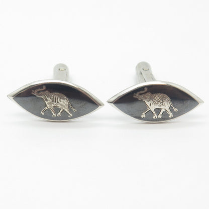 925 Sterling Silver Vintage Siam Elephant For Good Luck Cufflinks