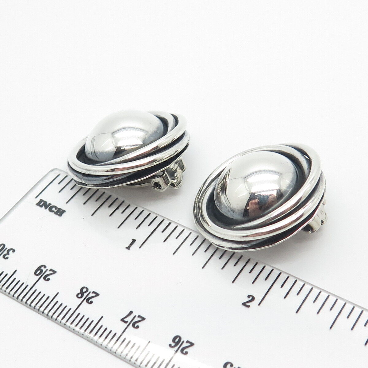 925 Sterling Silver Vintage Mexico Nest Clip On Earrings