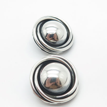 925 Sterling Silver Vintage Mexico Nest Clip On Earrings