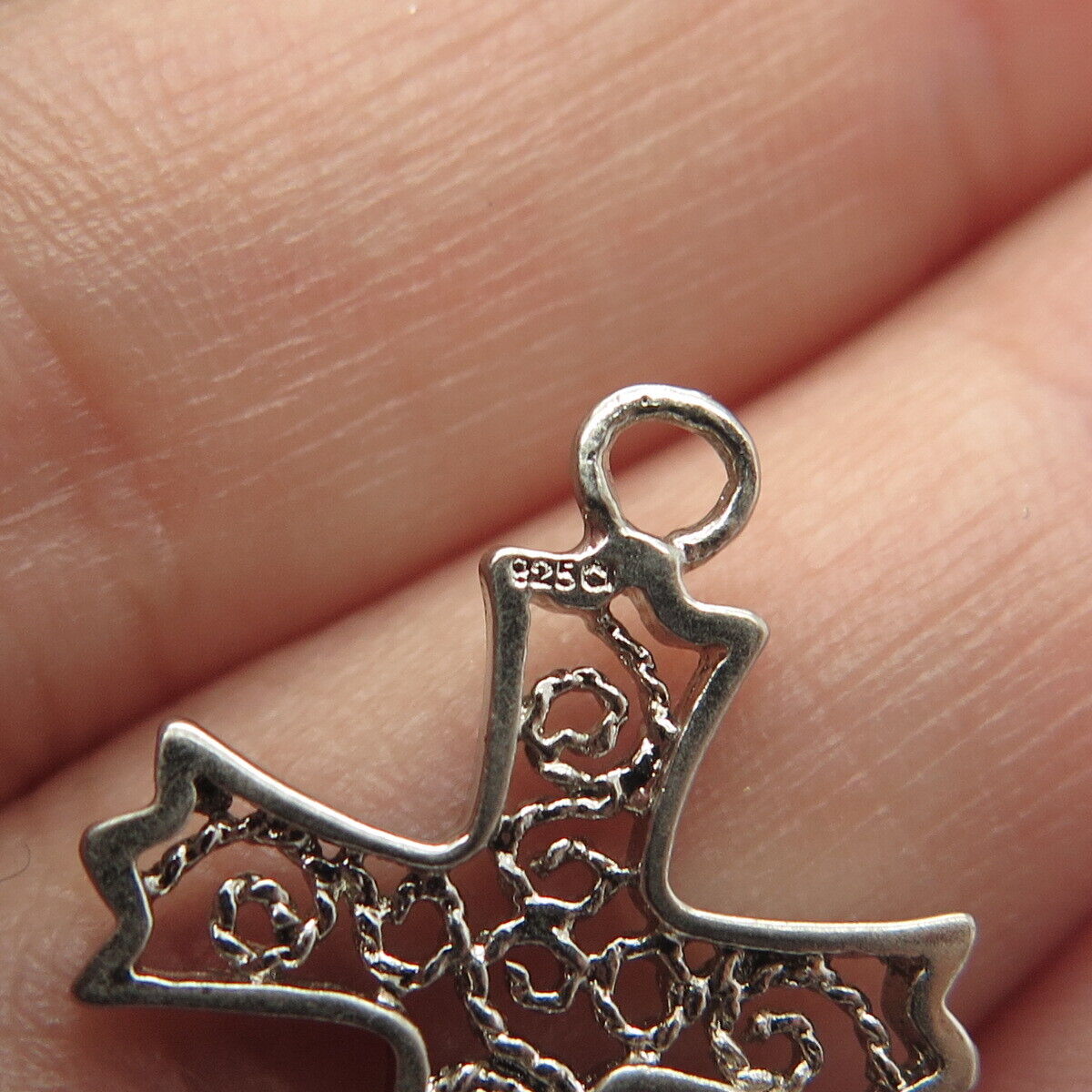 925 Sterling Silver Vintage Ornate Cross Pendant