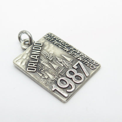 925 Sterling Silver Vintage 1987 Orlando Columbus Mutual Life Insurance Pendant